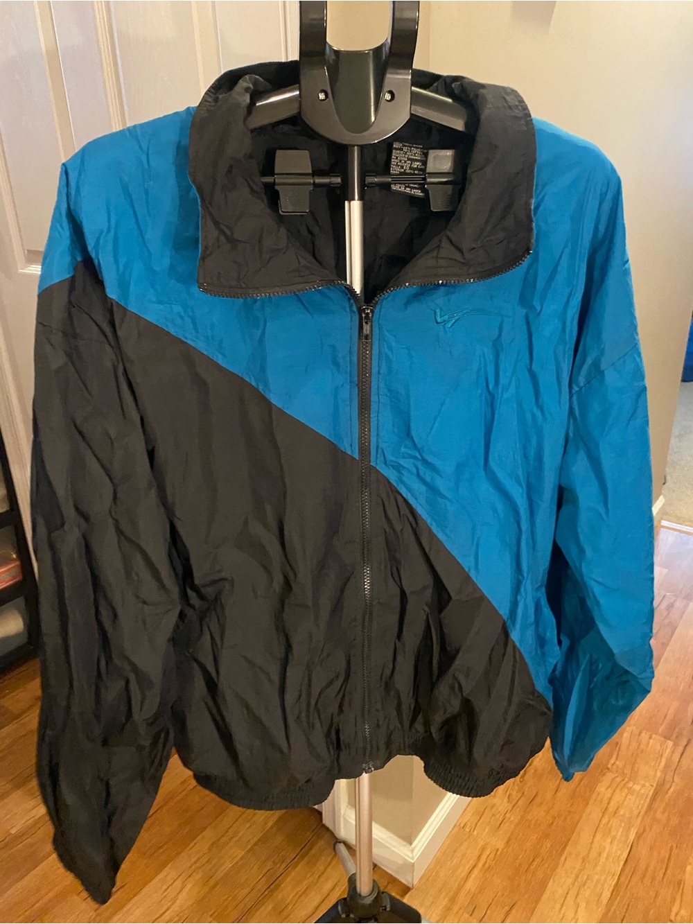 MacGregor Teal and Black Colorblock Windbreaker Jacket Full-zip Men's Xl